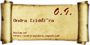 Ondra Izidóra névjegykártya